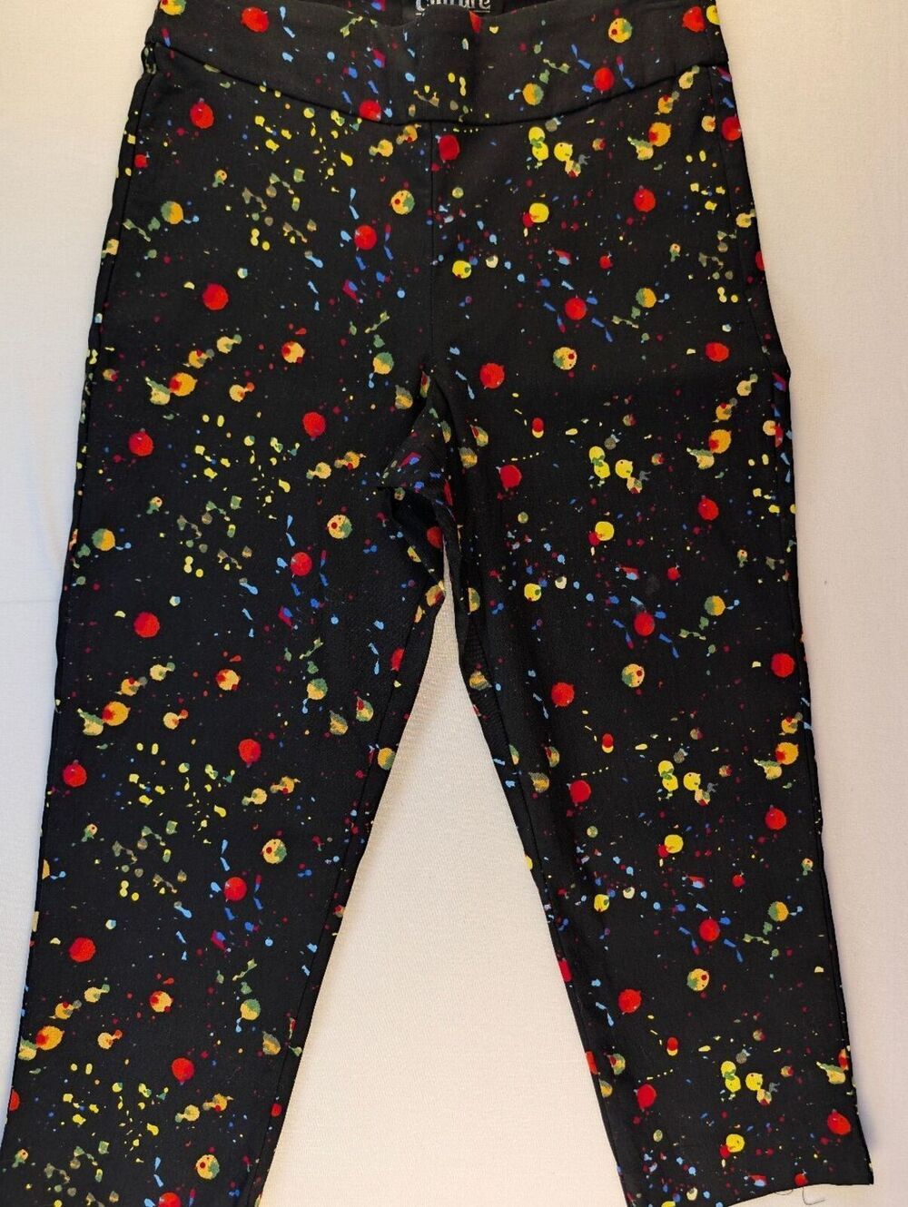 Culture NYC Women's Black Multi Paint Splatter Ankle Pants Size 8 Artsy